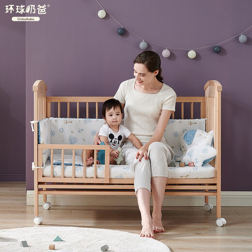 Thanksbaby婴儿床实木宝宝婴儿床拼接大床神器实木床多功能宝宝bb床 婴儿床+8CM椰棕床垫