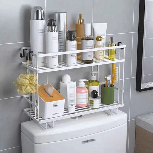 LeCali toilet rack above the toilet bathroom bathroom rack water tank rack without punching toilet paper towel storage rack double-layer white toilet rack