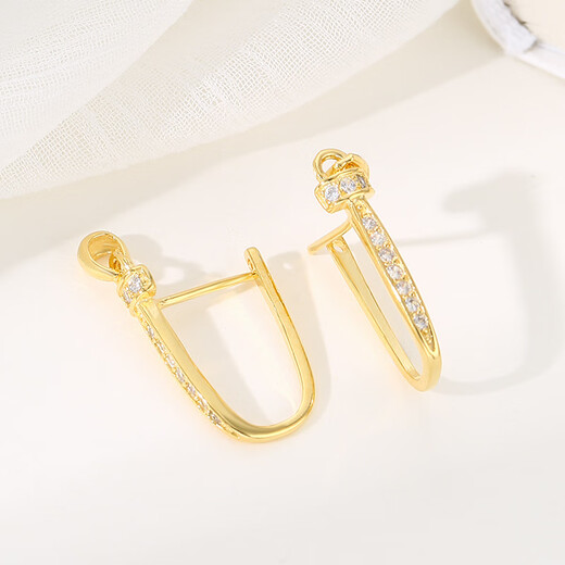 Fat Donglai's same style 18k gold universal buckle head 18K gold pendant, safe buckle special diy accessories, inlaid with jadeite, HJ2108 gold color, large size