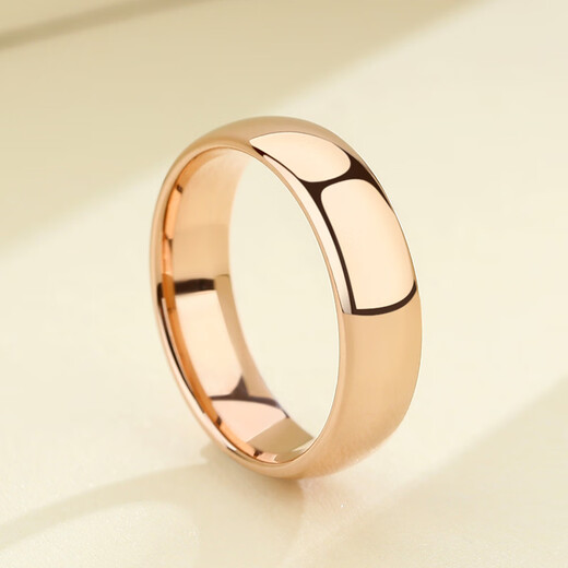 Fat Donglai's same style 18k rose gold ring with plain ring, light luxury couple's wedding ring with color plating, female model - GB No. 06