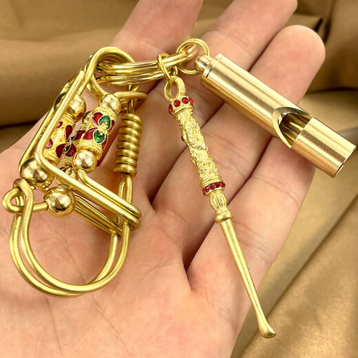 Creative brass keychain handmade bird car keychain ring personalized ear spoon pendant for men and women high-end gifts for bird keychain + primary color ear spoon with diamond + primary color cabbage