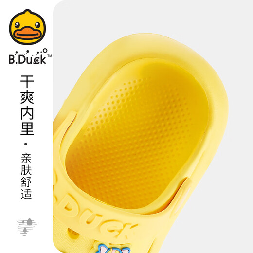 B.Duck小黄鸭童鞋儿童拖鞋男女童宝宝家居室内凉拖幼儿洞洞鞋5902绿色22