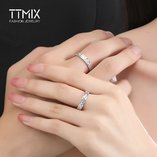 TTMIX explosive crushed ice platinum ring pt950 women's platinum couple's ring ring for marriage proposal, single 10#, weight 4.3-4.5g