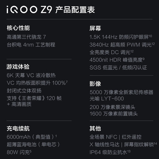 Vivo iQOO Z9 Full Netcom 5G Mobile Phone 6000mAh 1.5K 144Hz Eye Protection Screen 3rd Generation Snapdragon 7 Gaming Phone Dual SIM Dual Standby Smartphone Shanye Qing 8GB+128GB