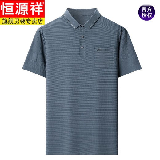 Hengyuanxiang im mittleren Alter der Männer mit dem High-End-Kurzarm-T-Shirt mit Mulberry-Seide im Sommer trägt Daddy Revers-Seide-Polo. Hemd halbärmer Körper, kurz. Hülse 695 Hellgrau, Real Pocket 165/M Empfohlen 90-120 Jin [Jin ist gleich 0,5 kg]