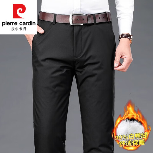 皮尔卡丹（pierre cardin）羽绒裤男外穿休闲裤冬季加厚商务男士西裤中年爸爸装保暖长裤子男 9230黑色 L