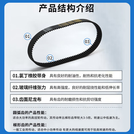 
Jiujuhe rubber synchronous belt 690H/695H/700H/710H/720H/725H/730H/740H Transmission belt 690H 20mm