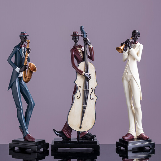 Jizhao TV Cabinet Entrance Decoration Living Room Decoration Office Home Retro American Soft Decoration Figure Sculpture Artwork Jazz Band