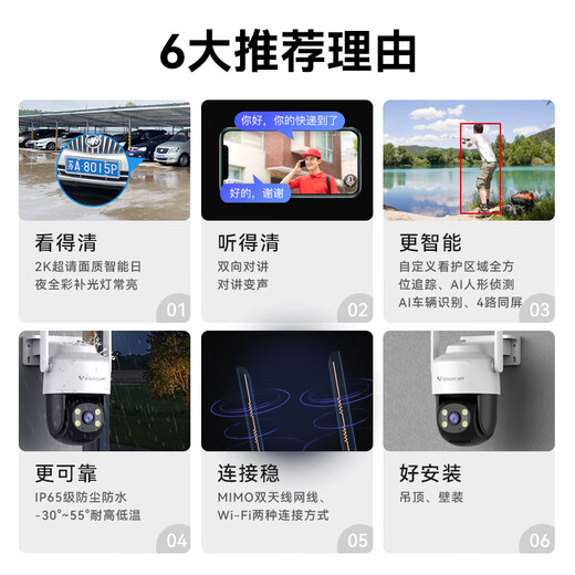 Visidakang Rural Home Yard Mobiltelefon Remote-Monitor 360 Kein toter Winkel mit Nachtsicht Panoramic View Dialog High Definition Überwachung der Wasserdosigen-drahtlosen Kamera Out