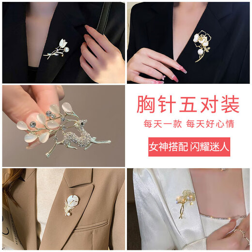 Jingli Jingda Brooch High-end Women's Light Luxury Exquisite Niche Corsage Set Teacher's Day Gift for Female Teachers High-end Practical Exquisite Yulu You You Brooch Set Gift Box