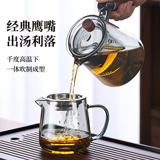 Unclumsy glass tea set, Kung Fu tea set, tea cup, home office use, youthful green gray teapot, 8 pieces