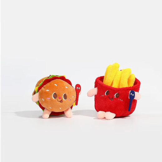Langcheng niedliche Pommes Hamburger Bag Anhänger Puppe Paar Schlüsselbund-Rucksack Hängende Ornamente, um Schüler zur Schule Geschenke Hühnbein Anhänger 8-10 cm zu schicken