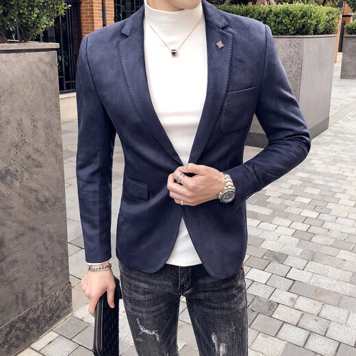 RUNNING HIGH品牌西装外套男国潮服装春季新款修身休闲纯色平驳领外套上衣 黑色9928 常规 M