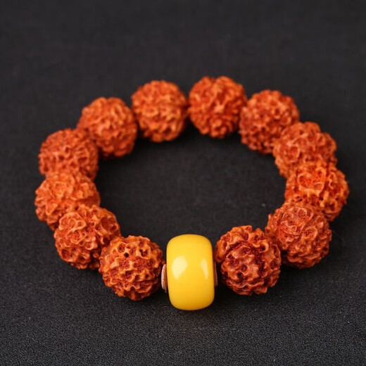 Fat Donglai same style beeswax single bead amber pier button wheel bead abacus bead loose bead chicken fat yellow pier 12MM 1 piece