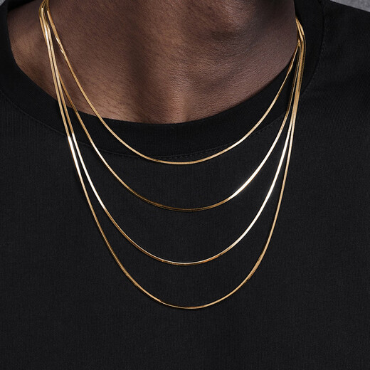 Fat Donglai's same necklace for men, 24K gold-plated snake bone chain, hip-hop versatile clavicle chain for women, 50cm