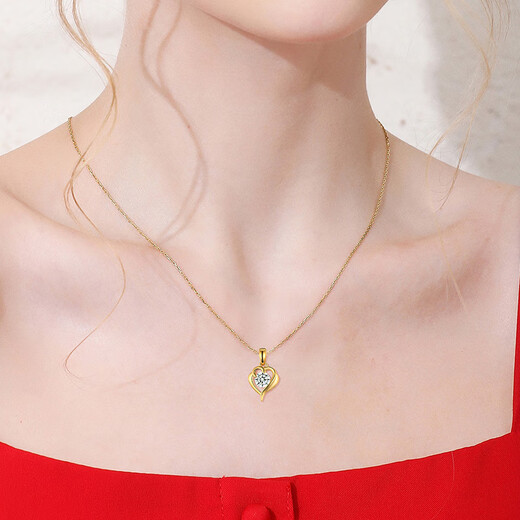 Grace Girl 18K gold necklace, ladies have you in my heart, plain chain, Chinese Valentine's Day, birthday gift for girlfriend