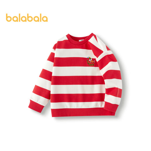 Balabala children's clothing children's sweatshirt girls boys 2025 spring and autumn loose striped velvet top trendy 208125121202