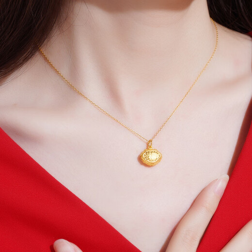 Old temple gold pendant baby full moon gold jewelry Ping An Baifu small lock bag first birthday gift