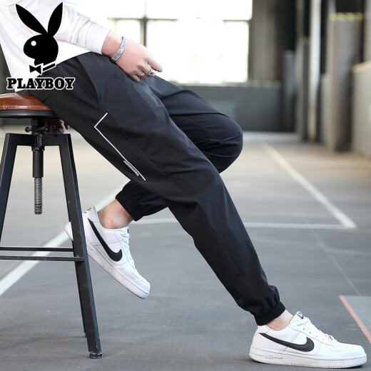 Playboy (PLAYBOY) Pants Men's 2023 Autumn Casual Pants Men's Korean Style Elastic Small Foot Leg Pants Trendy Men's Pants
