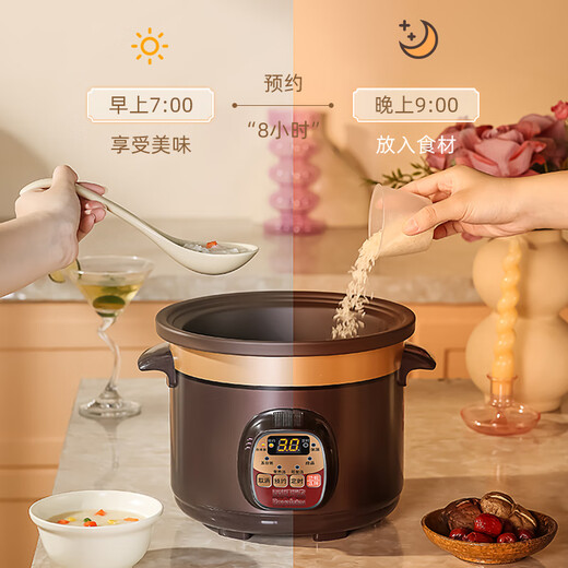 Royalstar Electric Stew Pot Fully Automatic Soup Ceramic Purple Clay Pot Home Large Capacity Intelligent Reservable Timed Electric Stew Cup Porridge Electric Casserole Slow Cooker Soup Pot Stewing Pot Mechanical Model Manual Turn Off 2.5L (for 2-3 People)