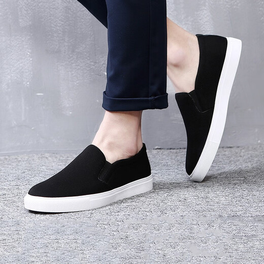Monide Marke Leinwandschuhe Männer 2024 Frühlings- und Herbst neuer alter Peking Herrenschuhe lässige faule Schuhe Männer M9288 Schwarzer schwarzer Boden 42