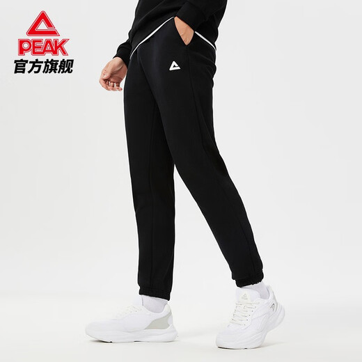 Peak fleece sweatpants men's autumn and winter new loose casual fleece warm leggings sweatpants trousers black L/175