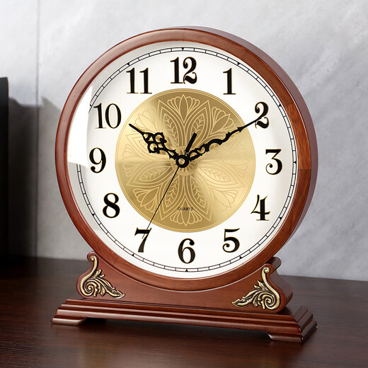 Hanshi (Hense) solid wood table clock living room Chinese style table clock table display clock ornaments clock HD251 oak metal pattern plate