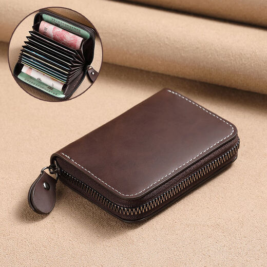 Gbonika-Bag Herren Bank Card Laging Zertifikat Taschenlizenz Leder mit Multi-Card-Kartenkarte mit Multi-Card-Karten-Karten-Kartenabdeckung von Festkarten-Braun [11 Kartensteckplätze können im Führerschein gelegt werden]