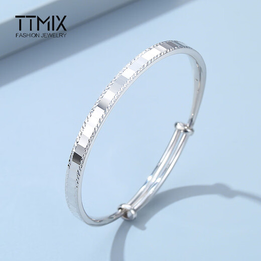 TTMIX platinum bracelet women's pt950 bright simple platinum bracelet hollow push-pull adjustable 23.3-23.5g