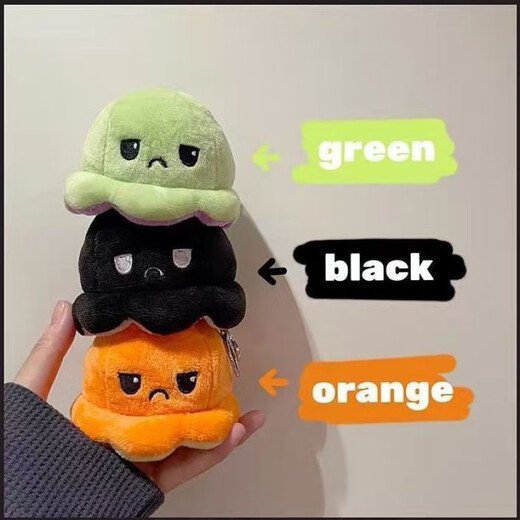 
Cute expression cartoon flip face change octopus pendant student couple gift plush doll octopus keychain black grey