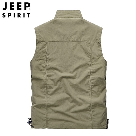 吉普（JEEP）马甲男秋冬季户外休闲双面穿多口袋工装坎肩宽松立领男士钓鱼马夹 薄款 9898灰色（春秋） 2XL（建议145-160斤）
