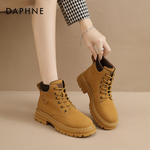 Daphne botas Martin de suela gruesa para mujeres en primavera y otoño 2023 botas de trabajo retro amarillo 38