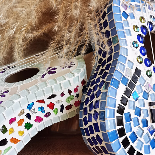 Creator's handmade DIY mosaic material bag Hawaiian small guitar ukulele ukulele four-string ukulele violet ukulele + material bag