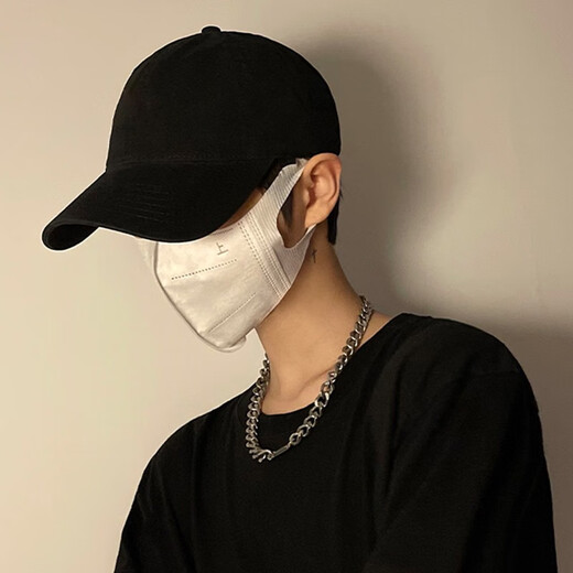 Bonaling big head hat men's trendy baseball hat men's pure color couple Han bend brim showing face small duckball cap men's hat women solid color baseball cap [black] XL plus size (58-62cm) adjustable