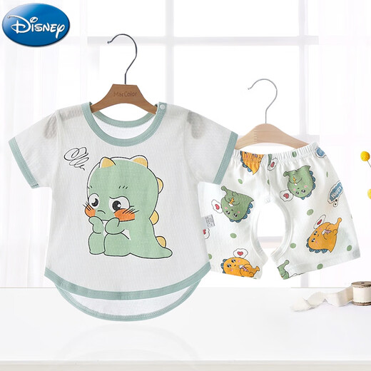 
Disney baby summer thin suit baby short-sleeved pure cotton open-stage split clothes for girls children's pajamas shorts My dad is more handsome + letter bear boneless 80 cm (80 cm)