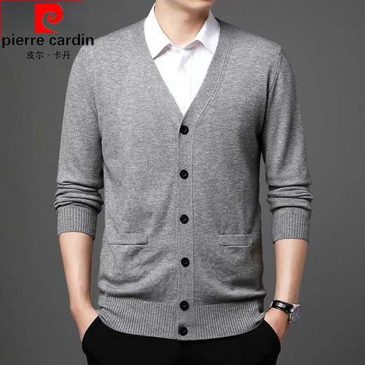 Pier Cardin Brand Men's Men's Middle-Eby Middle-Eby Middles Chaqueta masculina para hombres Vestra en V de color en V y suéter de punto de otoño Sweater I Sheep I Lool Lool Gray M/165 (90-120Jin [Jin equivale a 0.5 kg])