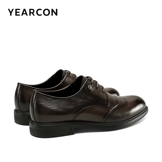 Yierkang men's shoes leather shoes men's 2024 autumn new cowhide men's business formal shoes low top commuter British derby shoes brown 42