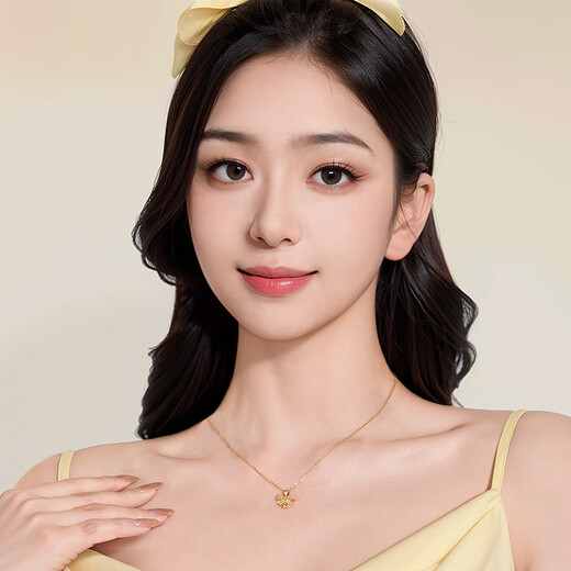Liuguifu Jewelry 18k gold pendant female gold fairy bow clavicle necklace new year birthday gift for girls about 0.95g + brand gift box
