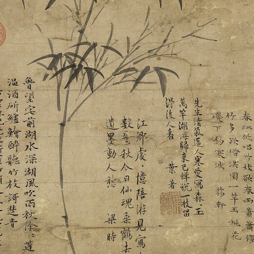 
Yuan Ni Zan's Spring Rain New Bamboo Pictures Ink Bamboo Pictures Ancient Flower and Bird Pictures Replica Antique Paintings Hanging Paintings Yuan Qian Selected Furong Mandarin Duck Pictures 12392 30X54 cm (spraying painting heart size) Framed
