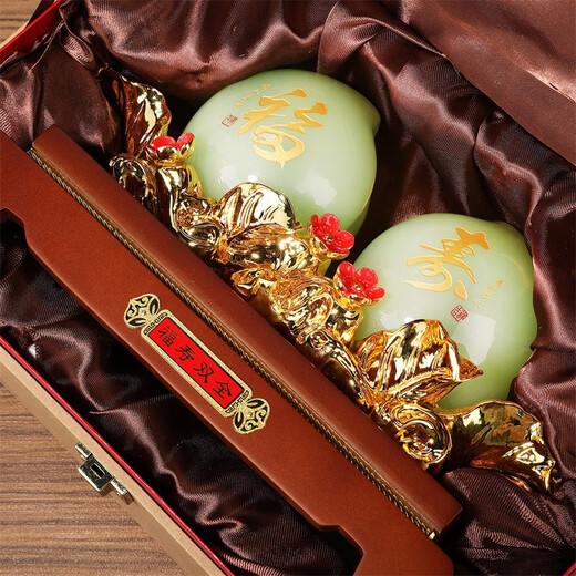 禾笙堂琉璃玉福寿双全寿桃摆件寿工艺礼品客厅装饰品祝寿贺寿送老人生日 福寿双全 长约26*12*16cm