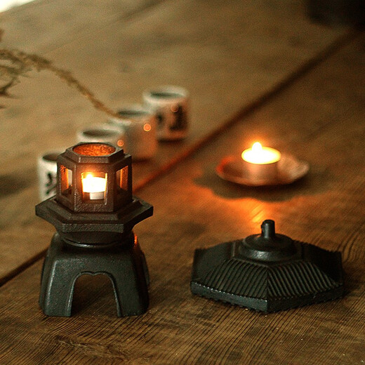 Qingqintang tea space cast iron incense burner Chang'an lamp candlestick decorative lamp iron Zen living room tea room decoration Xuejian lamp Chang'an lamp
