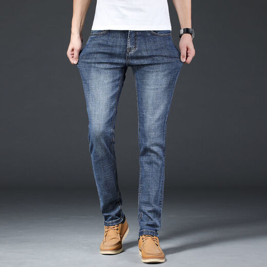 
Feisheng Guangzhou Xintang jeans men's summer goods autumn and winter men's jeans high elastic and good quality straight loose slim Korean style fashion trend versatile A style quality 866 smoke blue (elastic and good quality) 40 sizes [3 feet 0] 195-210Jin [Jin equals 0.5 kg]