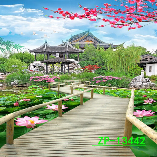 
CLCEY Internet celebrity live background cloth 3D three-dimensional landscape painting movable high-definition live room outdoor interior background wall ZP-13556 2.5 meters wide - 2.5 meters high (hook type)
