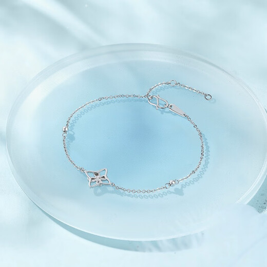 Saturday Fortune (ZLF) PT950 Platinum Bracelet Women's Platinum Retro Four-Leaf Clover Beaded Edge Bracelet T Sold Out 1.96g