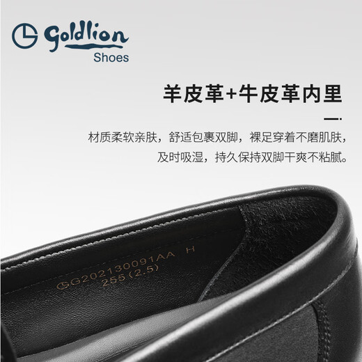 金利来（goldlion）男鞋都市商务休闲鞋轻质舒适乐福鞋G202130091AA黑色41