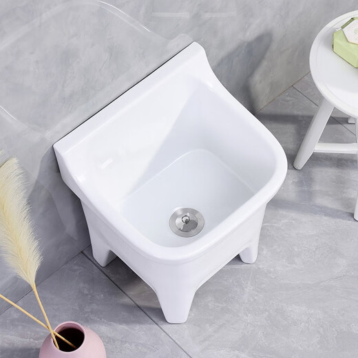 Lefit (lfte) bathroom ceramic wash mop pool balcony mop trough household Taiwan control large, medium and small mop basin courtyard mop pool 910 manual water delivery to home