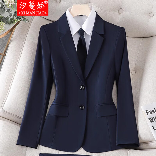 Ximan petite blazer women's business attire women's suit spring and autumn style senior suit manager college student interview formal wear black suit S size (suitable for weight 80-90)