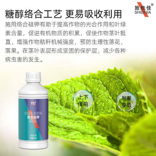 施地佳络合硅钾肥螯合高硅高钾叶面肥果树蔬菜水稻小麦玉米农用水溶肥料 络合硅钾1kg*2瓶
