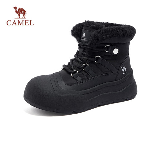 骆驼（CAMEL）加绒保暖雪地靴加厚棉鞋休闲短靴女 L24W592706 黑色 37