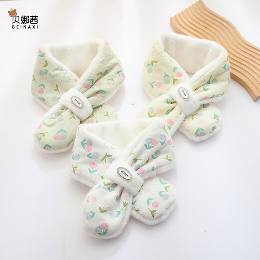 Benasi children's scarf autumn and winter baby girls kindergarten infants and toddlers winter warm windproof scarf thickened cute little flower - pink 1-8 years old 73CM